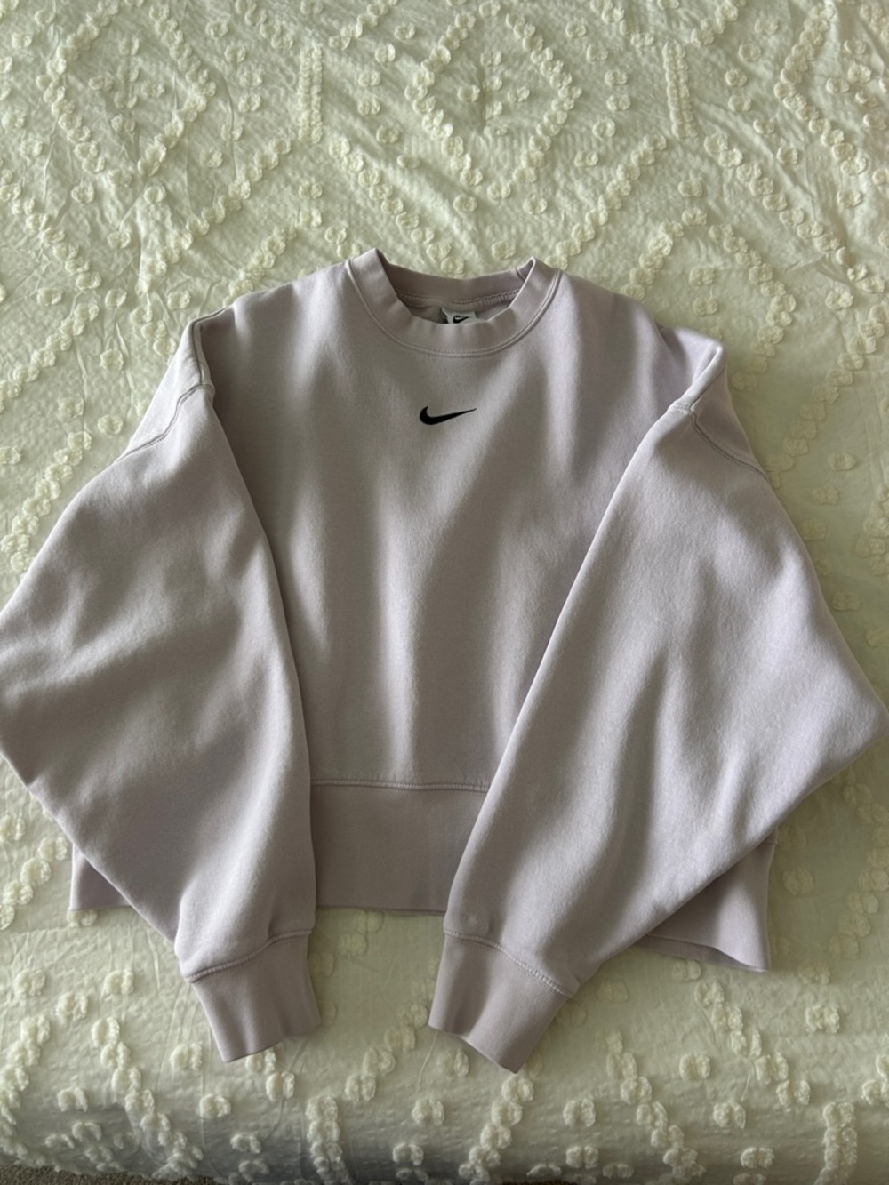 Nike Women's Pale Lavender Crew Sweatshirt with Black Swoosh